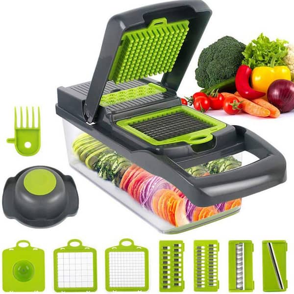 Stainless Steel Container-Style Vegetable Chopper Dicer, Cheese Grater Mandoline Slicer Cabbage Shredder