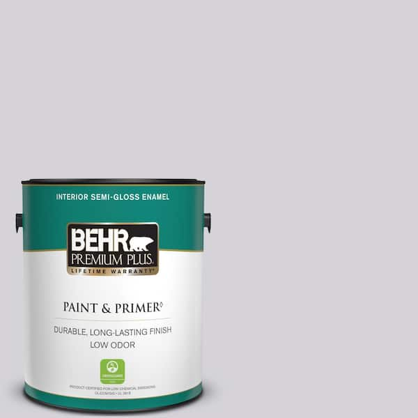 BEHR PREMIUM PLUS 1 gal. #N100-2 Etude Lilac Semi-Gloss Enamel Low Odor Interior Paint & Primer