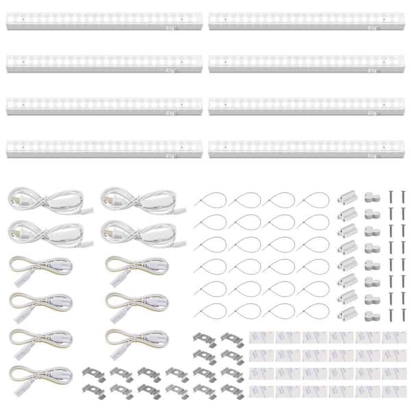 1 ft. White Full Spectrum LED Grow Light Linkable T5 Plant Light with Individual Switch for Indoor Plants 5000K (8-Pack)