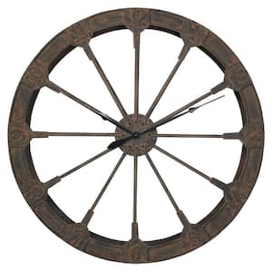 Brown Metal Wheel Analog Wall Clock