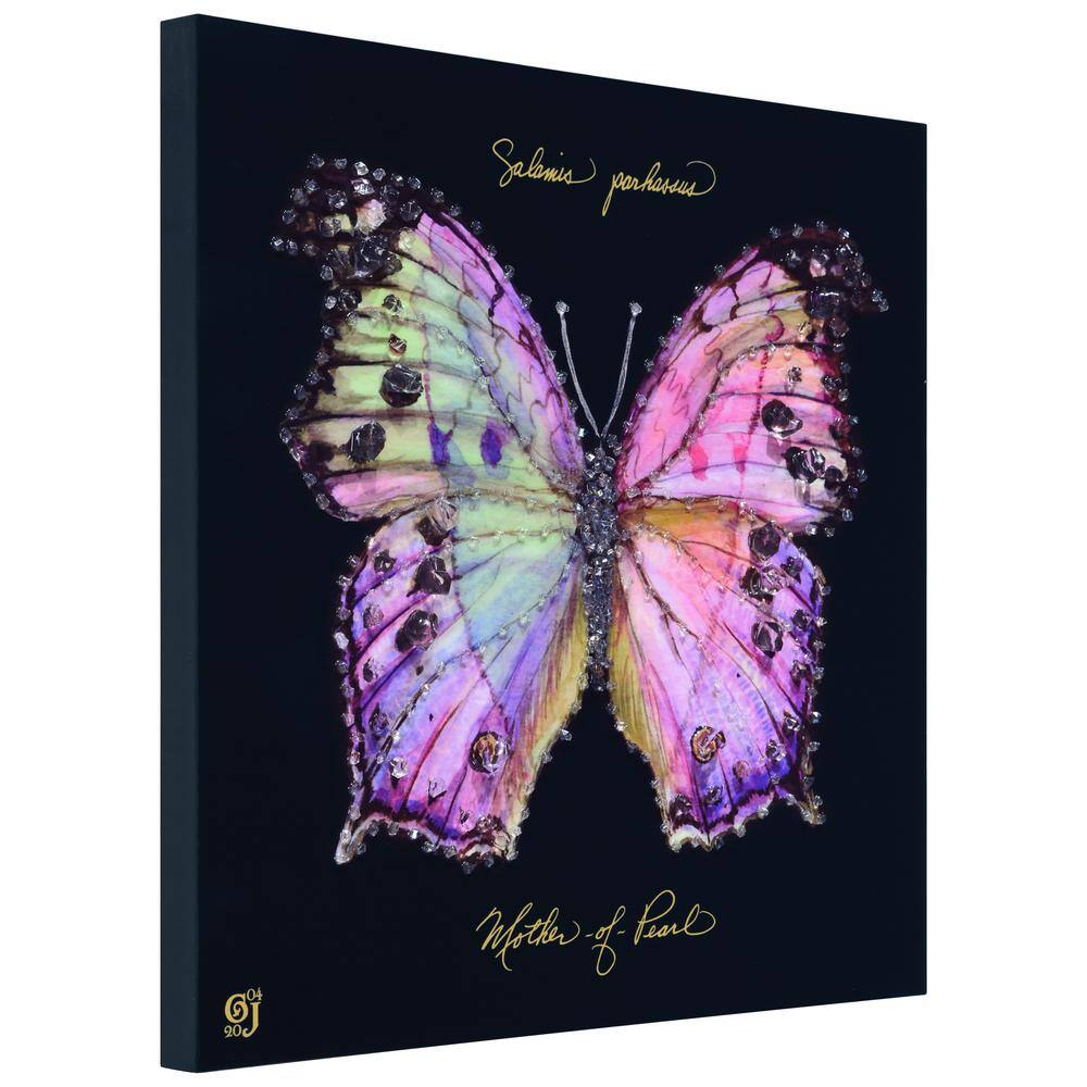 Pink Monarch Elegance 24" x 24" Epoxy Coated Butterfly Canvas Wall Art
