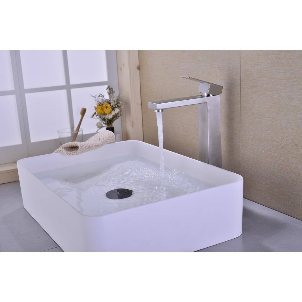 Brushed Nickel Single Handle High Arc Bathroom Faucet
