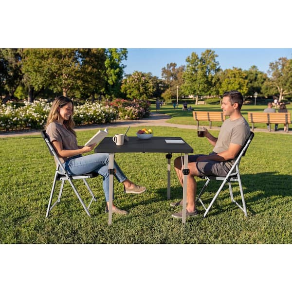 HDX Metal Frame Black Resin Seat Indoor/Outdoor Folding Chair THD