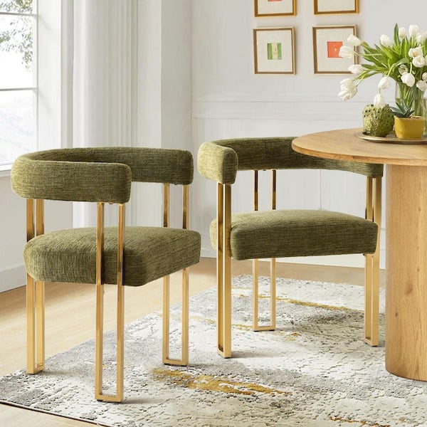 LAOTIES Gold Chenille Upholstered Armchair (Set of 2) MIA-GOLD