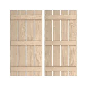 23.5 in. x 90 in. Timberthane Polyurethane 4-Board Spaced Board-n-Batten Sandblasted Faux Wood Shutters Pair