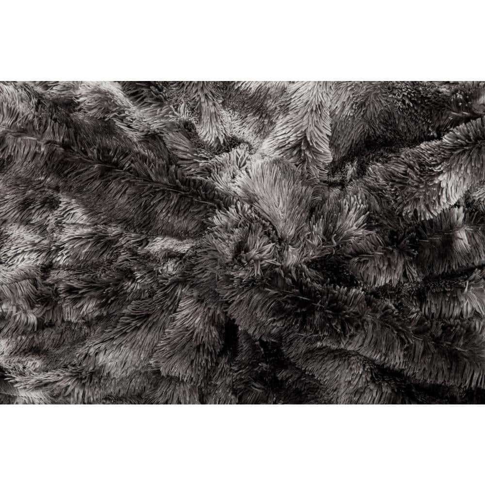 Gray Faux Fur and Sherpa Reversible Throw Blanket 50" x 65"