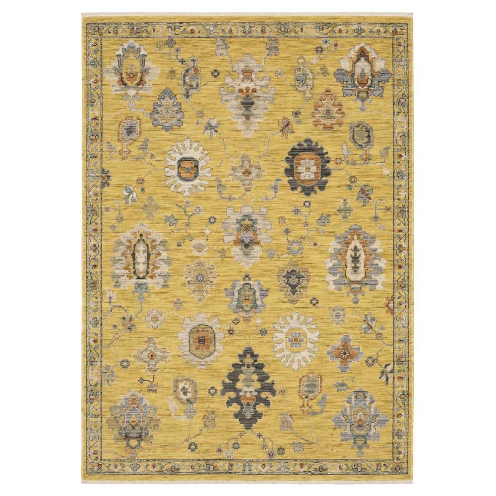 Lavista Yellow/Multi-Colored 5 ft. x 8 ft. Oriental Floral Persian Wool/Nylon Blend Indoor Area Rug price history on PriceWatchPro