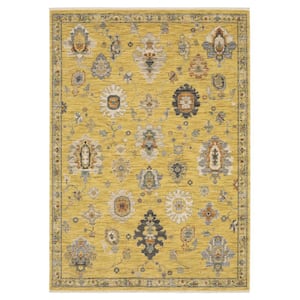 Lavista Yellow/Multi-Colored 5 ft. x 8 ft. Oriental Floral Persian Wool/Nylon Blend Indoor Area Rug