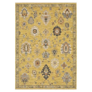 Lavista Yellow/Multi-Colored 10 ft. x 13 ft. Oriental Floral Persian Wool/Nylon Blend Indoor Area Rug