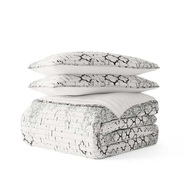 Becky Cameron All Season 3-Pcs Distressed Aztec Reversible Microfiber Quilt Set with Shams