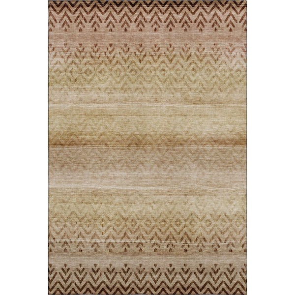 Mayfield Premium Machine Washable Abstract AMF2042 Beige 10 ft. x 14 ft. Area Rug