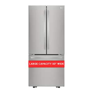 30 in. W 22 cu. ft. French Door Refrigerator with Ice Maker in Stainless Steel