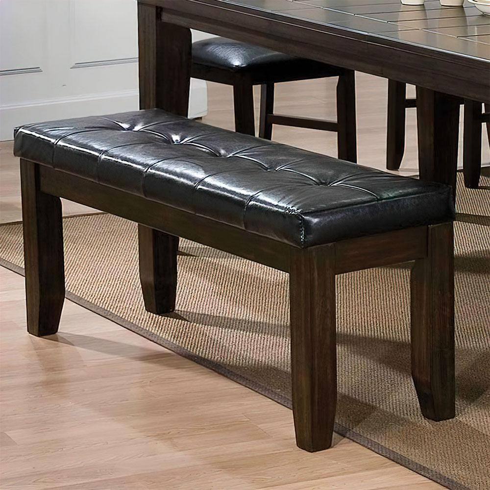 Espresso and Black PU 48" Modern Bench