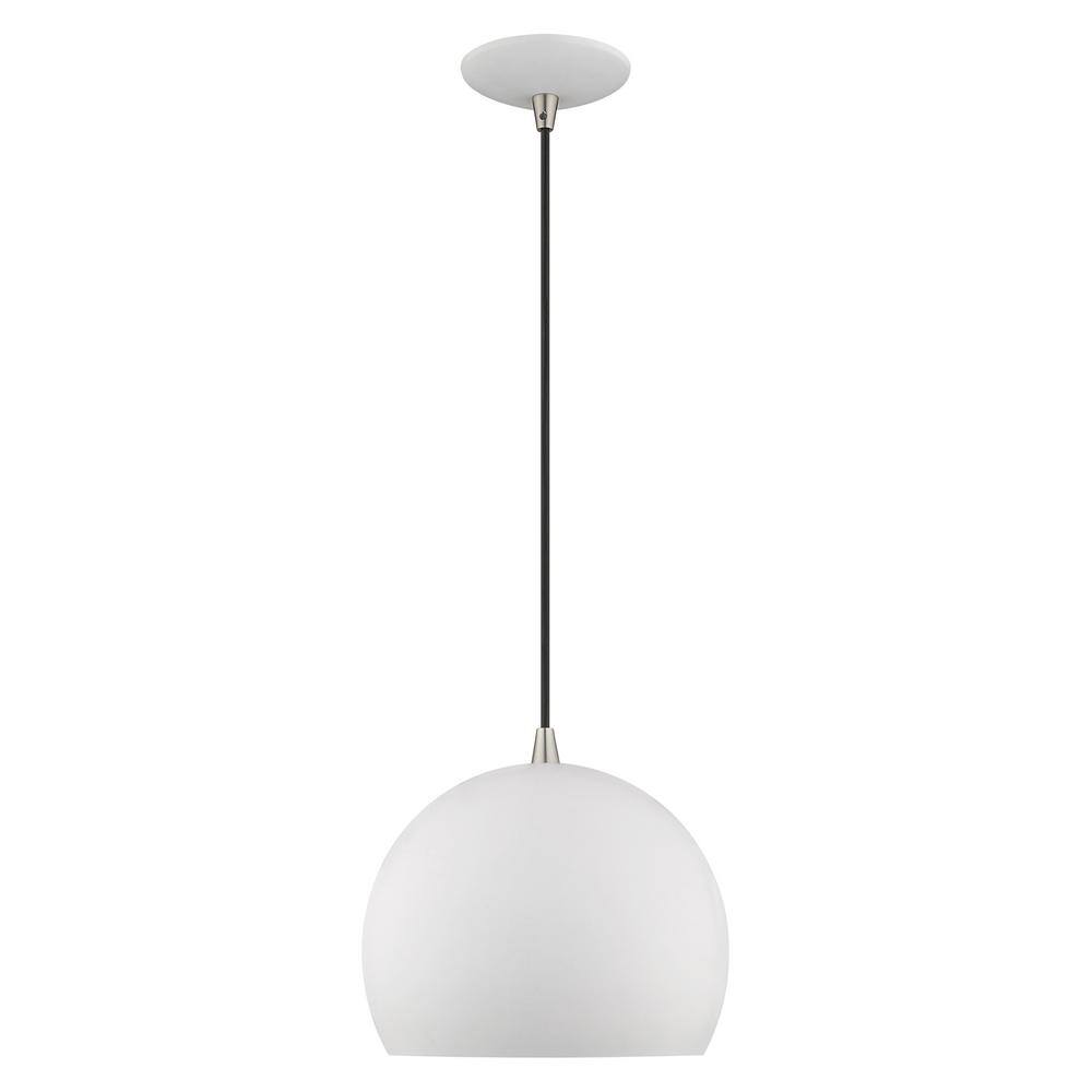 Contemporary 1-Light Mini Pendant in White with Gold Interior Finish