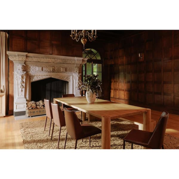 Quentin Modern Natural Solid White Oak Wood 96 in. 4 Legs Rectangle Dining Table with Rounded Corner Posts, (Seats-10)