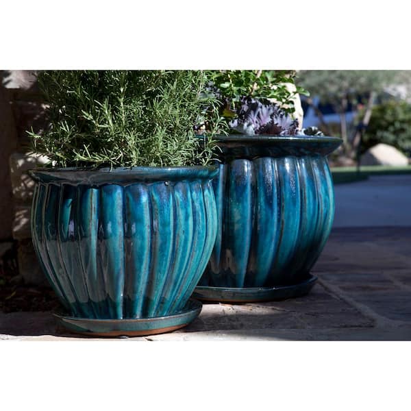 Trendspot 16 in. Blue Talavera Cantina Ceramic Planter CR10844-14D - The  Home Depot