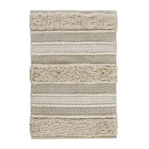 Asher 20 in. x 32 in. Natural Woven Texture Stripe Bath Rug