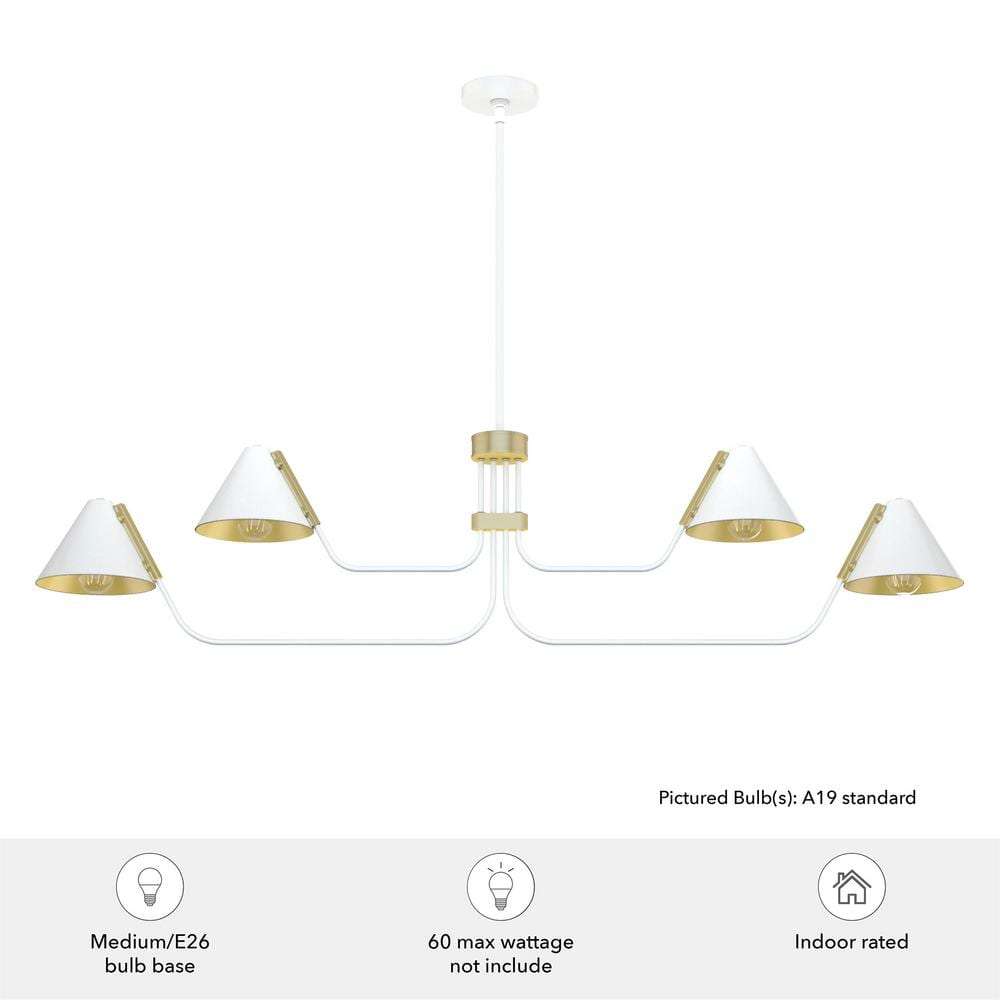 Matte White Mid-Century Inspired 4-Light Geometric Chandelier
