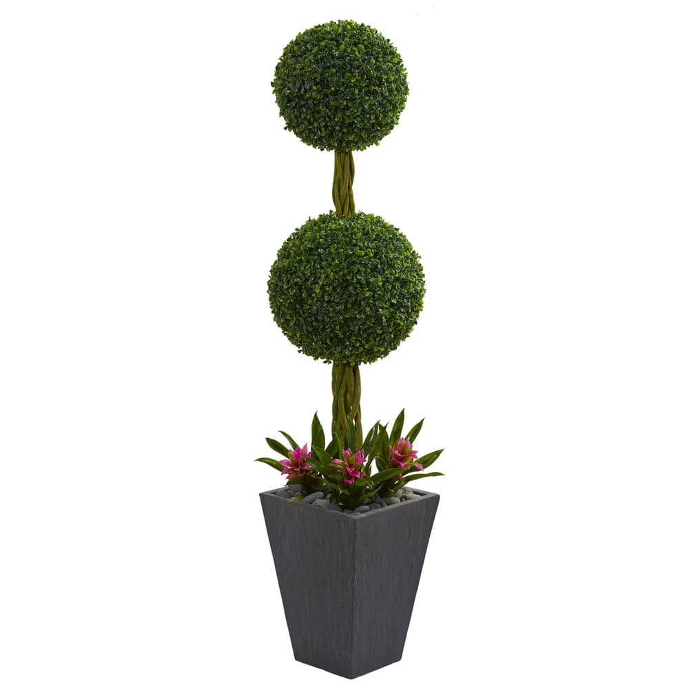 5 ft. High Indoor/Outdoor Double Boxwood Ball Topiary Artificial Tree in Slate Planter price history on PriceWatchPro