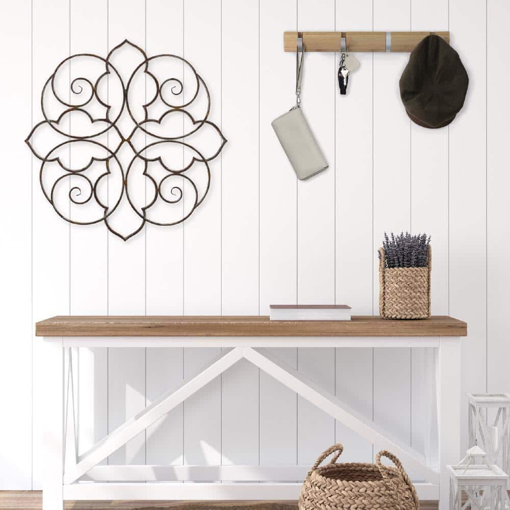 Ornate Bronze Metal Filigree Outdoor Wall Art