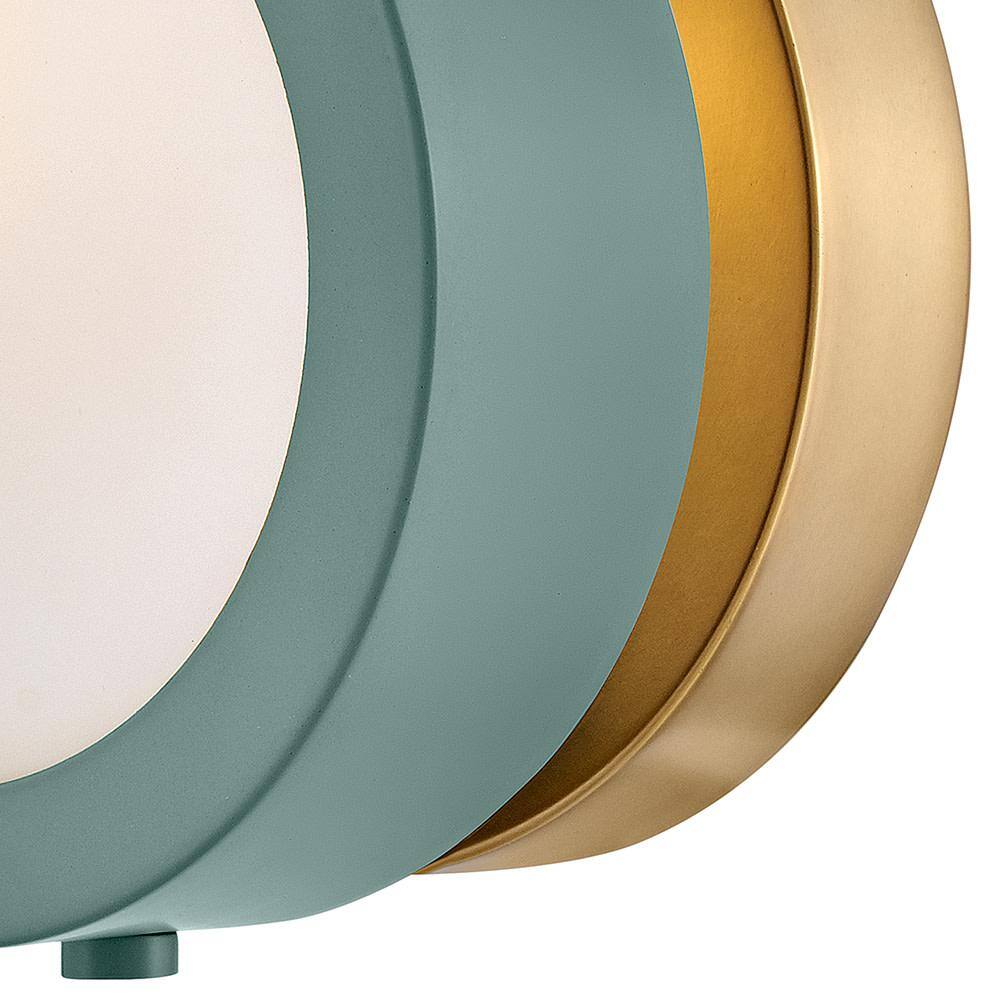 Sage Green and Brass Dimmable Wall Sconce with Etched Opal Glass