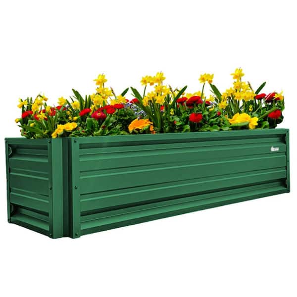 ALL METAL WORKS 24 inch by 72 inch Rectangle Emerald Green Metal Planter Box