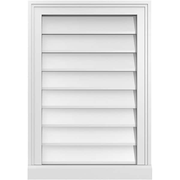 Ekena Millwork 18 in. x 26 in. Vertical Surface Mount PVC Gable Vent: Decorative with Brickmould Sill Frame