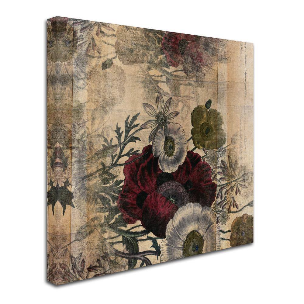 Vintage Floral Collage Burgundy Bloom Canvas Art