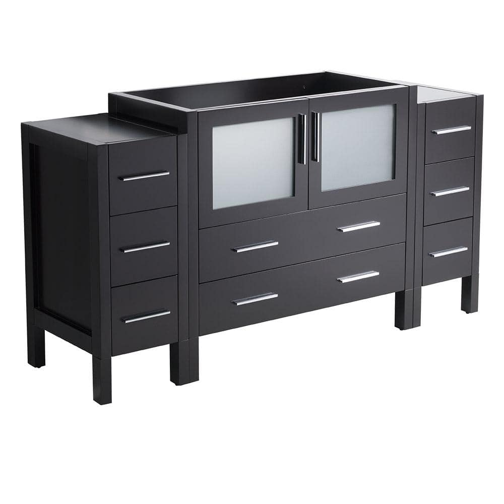 Espresso Engineered Wood 60" Freestanding Modern Vanity Base