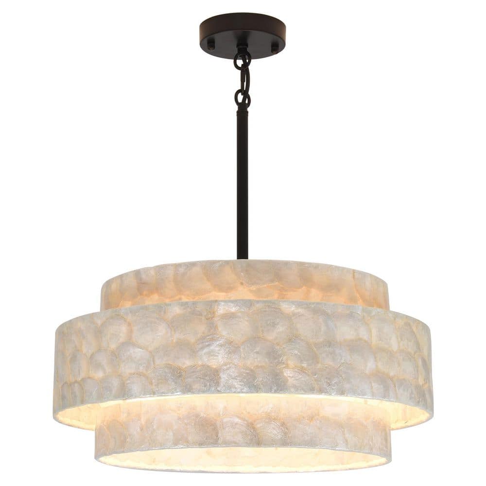 5-Light Black Coastal Capiz Shell Chandelier Dimmable 3-Tier Drum Light Fixture for Dining Living Room No Bullbs price history on PriceWatchPro