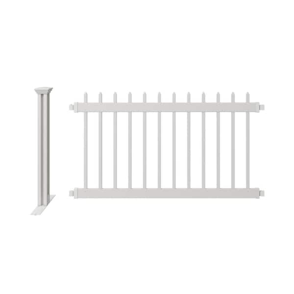 3.2 ft. H x 5.5 ft. W Kensington Hinged White Vinyl Spaced Picket Portable Event Fence Kit