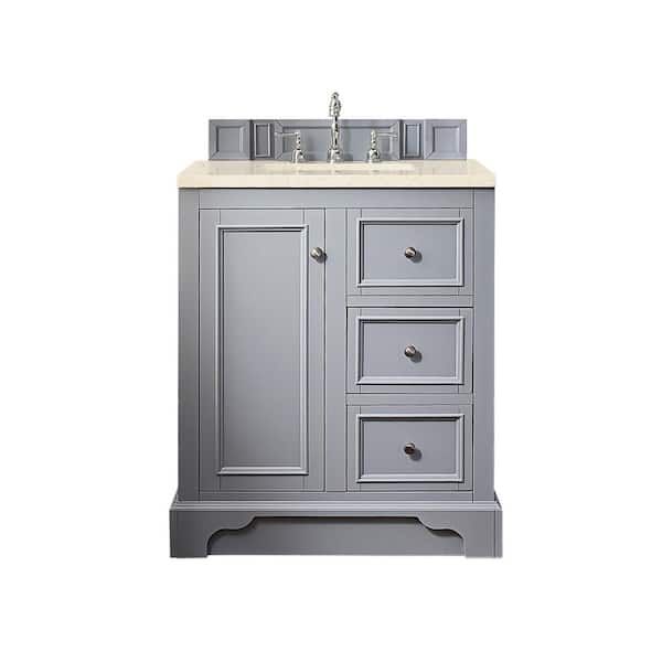 James Martin Vanities De Soto 31.3 in. W x 23.5 in. D x 36.3 in. H Single Bath Vanity in Gray with Eternal Marfil Quartz Top
