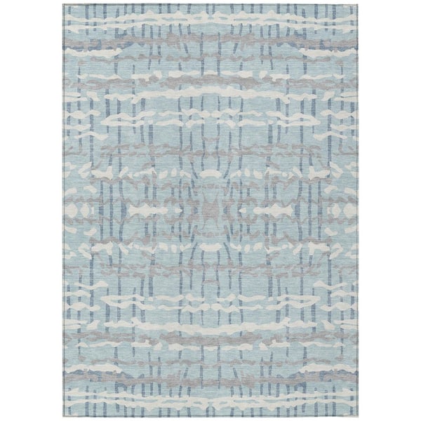 Chantille Machine Washable Indoor/Outdoor Abstract ACN2982 Sky 9 ft. x 12 ft. Area Rug