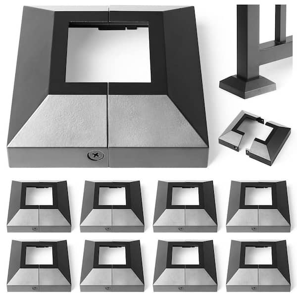 4.5 in. x 4.5 in. Post Base Cover, Fits 2 in. x 2 in. Post for Indoor/Outdoor Railing in Black, 8-Pack