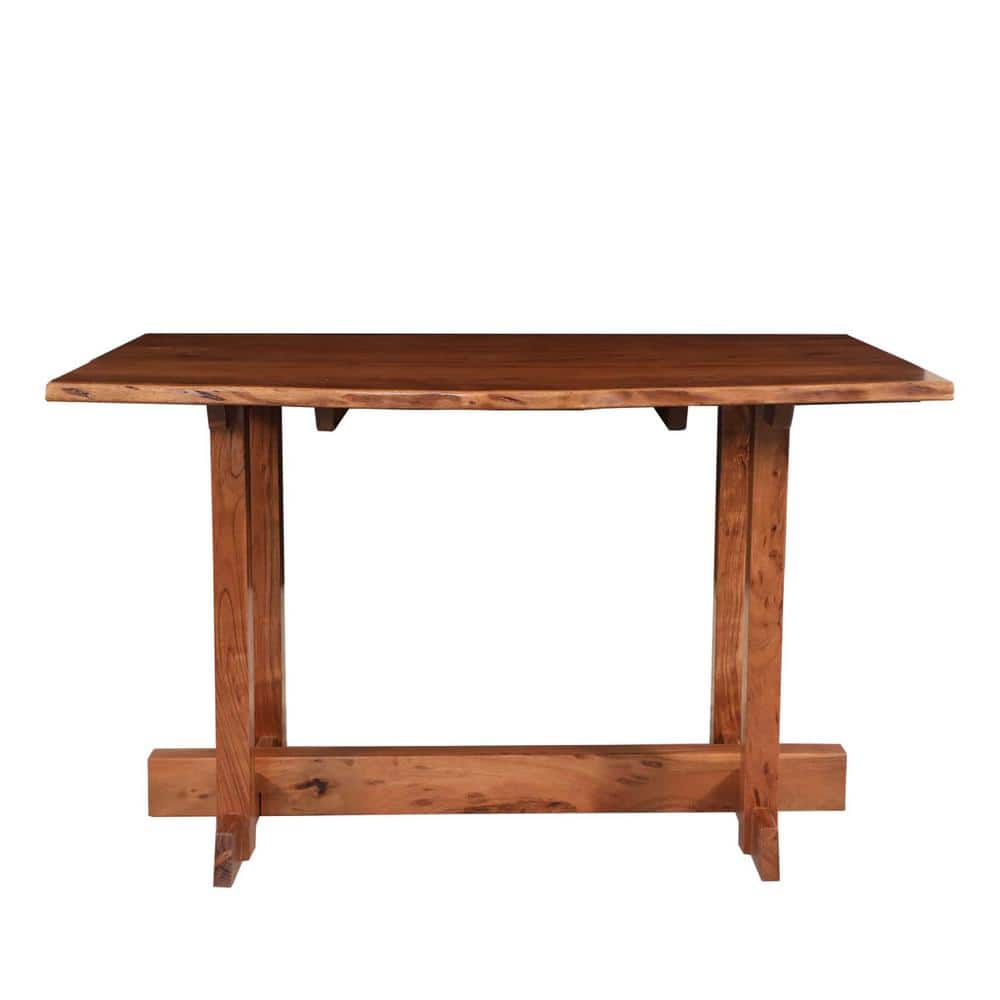 Honey Gold Wood 48 in. Pedestal Dining Table Seats 4