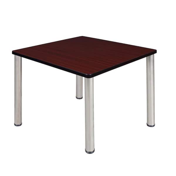 Regency Rumel 36 in. L Square Chrome and Mahagony Wood Breakroom Table (Seats 4)