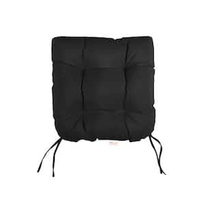 Sunbrella Canvas Black Tufted Chair Cushion Round U-Shaped Back 19 x 19 x 3