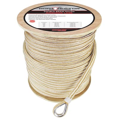 BoatTector Double Braid Nylon Anchor Line with Thimble - 5/8 in. x 600 ft., White and Gold