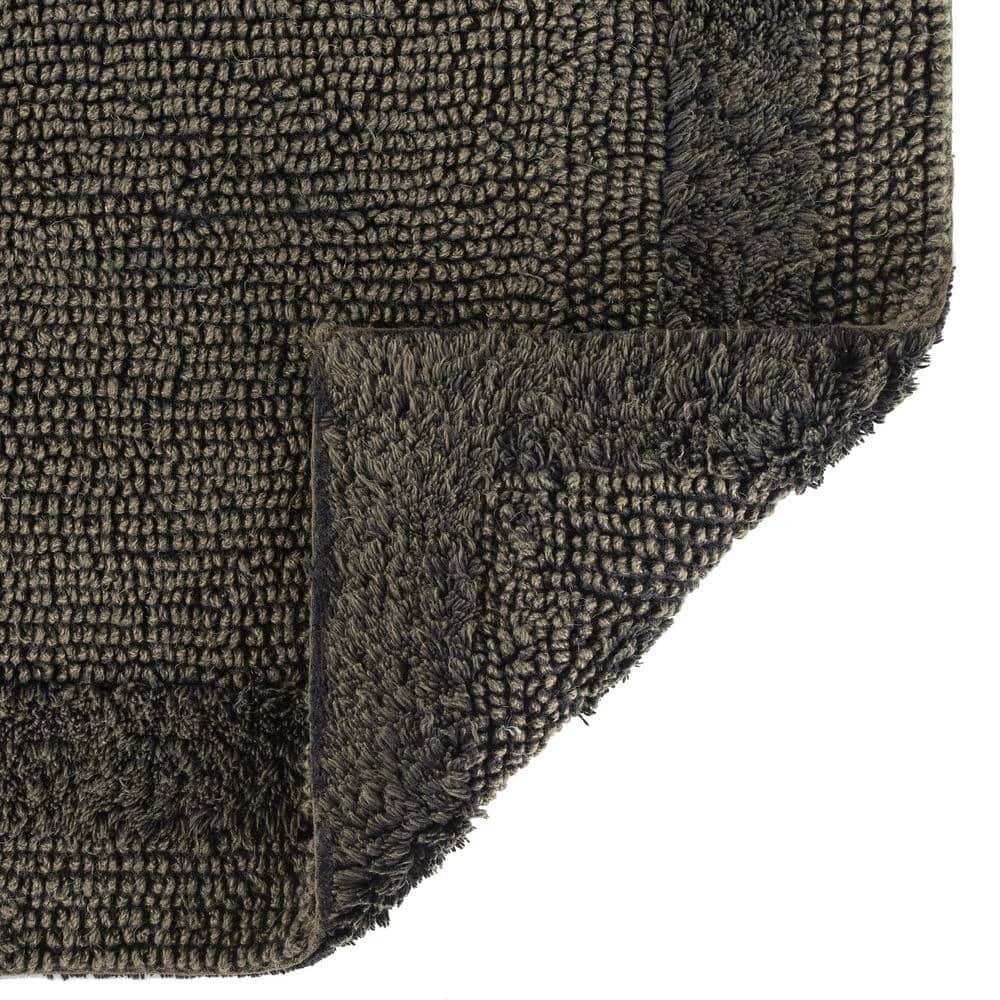 Black Cotton Blend Stonewash Rectangular Bath Rug 20" x 34"