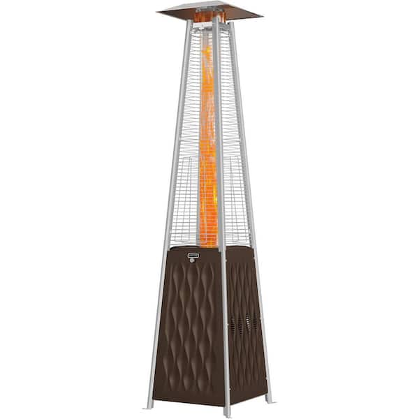 EAST OAK 48,000 BTU Brown Pyramid Gas Patio Heater, Quartz Glass Tube, Outdoor Heater for Commercial and Residential