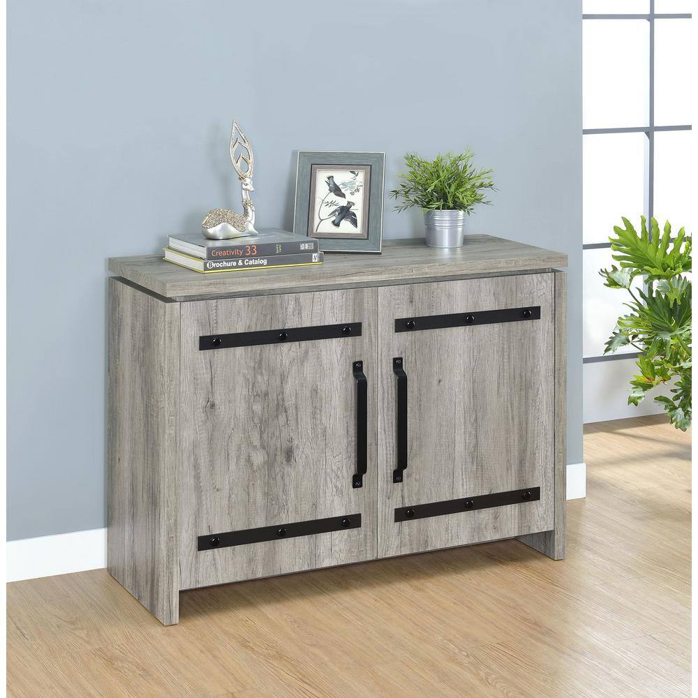 Gray Driftwood 2-Door Accent Cabinet with Adjustable Shelving