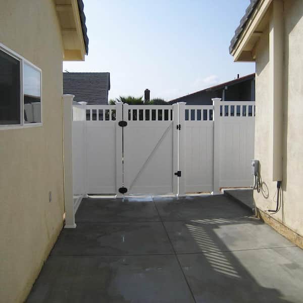 Calgary 5.4 ft. W x 7 ft. H White Vinyl Privacy Single Fence Gate Kit