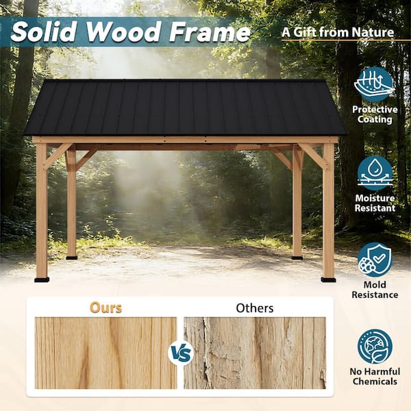 PremDwell 15 ft. W x 13 ft. D Cedar Wood Outdoor Hardtop Gazebo