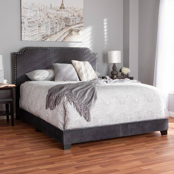 Baxton Studio Darcy Dark Gray King Bed 149 8958 HD The Home Depot