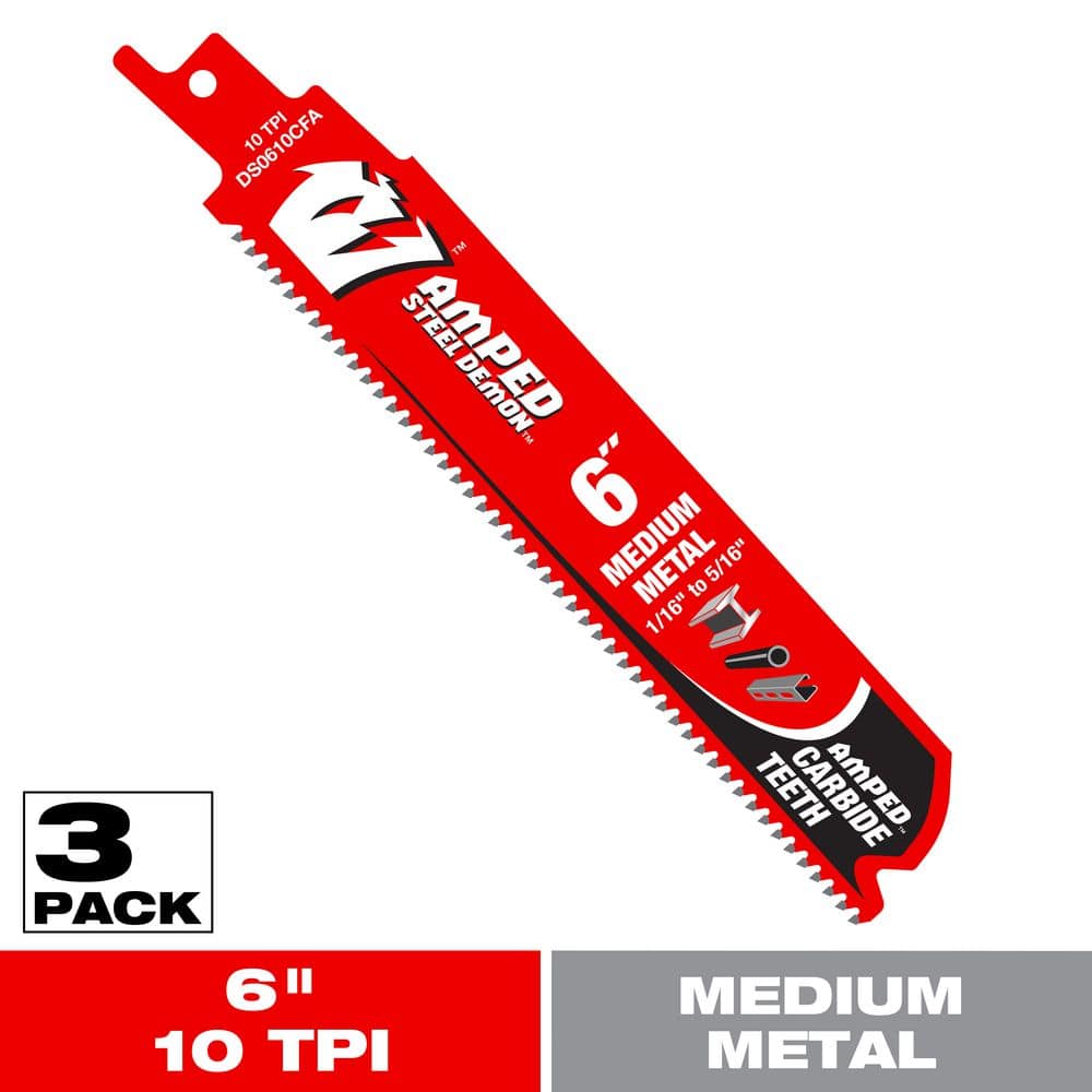 6 in. 10 TPI AMPED Steel Demon Carbide Teeth Reciprocating Saw Blades for Medium Metal price history on PriceWatchPro