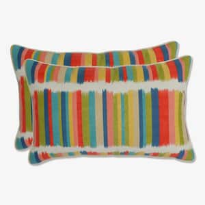 Stripe Multicolored Rectangular Outdoor Lumbar Throw Pillow 2-Pack