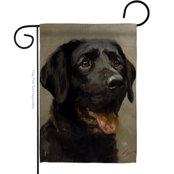 Breeze Decor 13 in. x 18.5 in. Black Lab Dog Garden Flag Double-Sided Readable Both Sides Animals Decorative