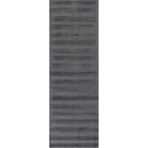 Vestry Striped Wool Charcoal 3 ft. x 8 ft. Indoor/Outdoor Patio Runner Rug
