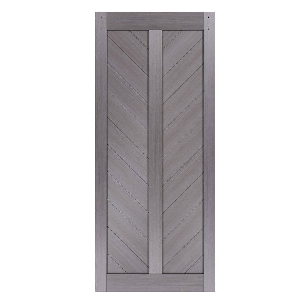 Langley 36'' x 84'' Graphite Gray MDF Chevron Barn Door Kit