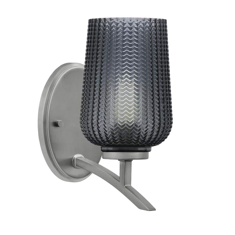 Siena 5 in. 1-Light Graphite Sconce with 5 in. Smoke Textured Glass Shade N